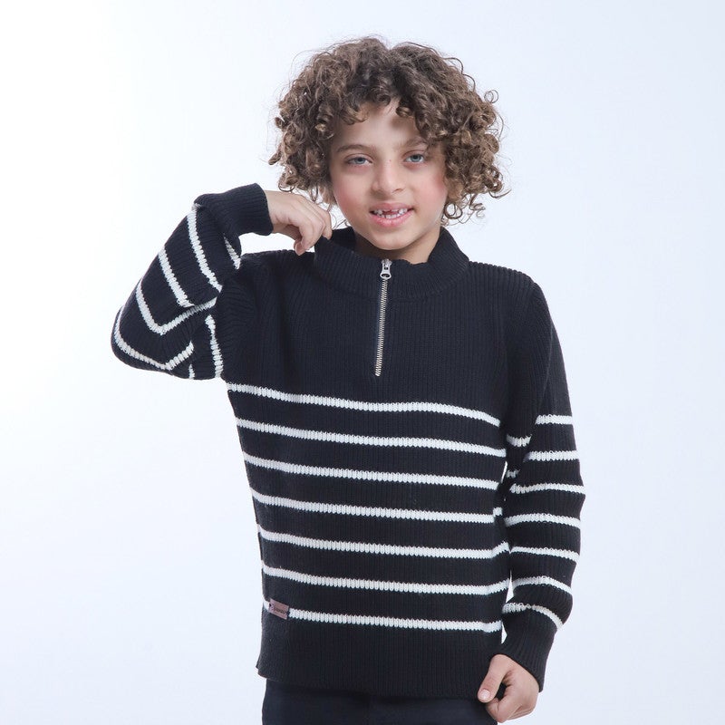 بيبو بلوفر اولادي مقلم أكمام طويلة_اسود - Image 3